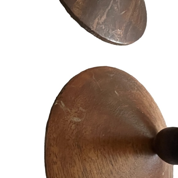 MID CENTURY MODERN ROTATING TEAK AND BLACK METAL CANDLESTICKS - Picture 9 of 13